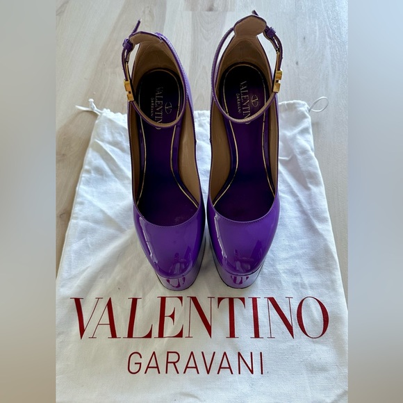 VALENTINO GARAVANI TAN-GO 155mm PLATFORM PUMPS SZ 36 PURPLE - Picture 7 of 9